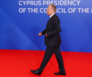 Donald Tusk  podczas nieformalnego szczytu Rady Europejskiej w Nikozji