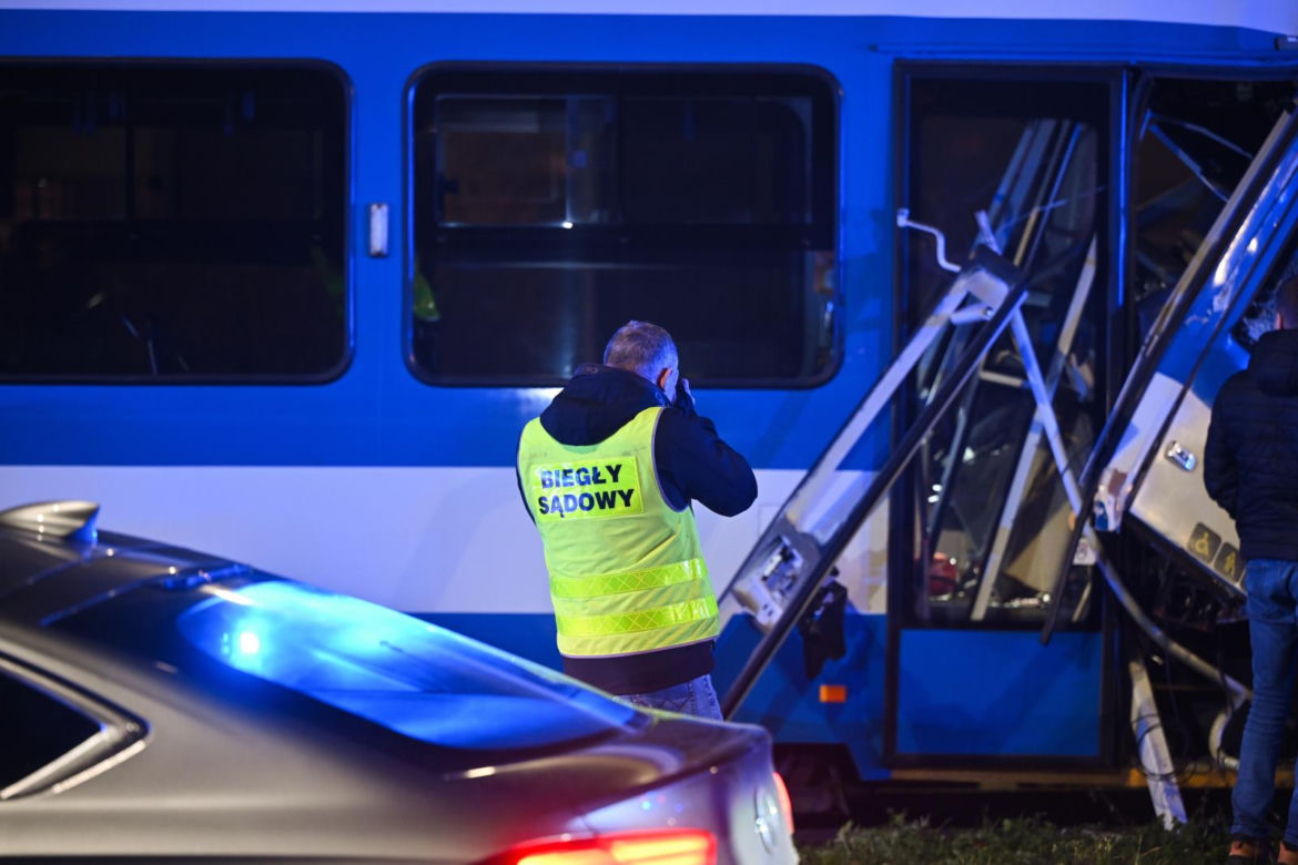 Zderzenie tramwajów na ul. Bieńczyckiej w Krakowie