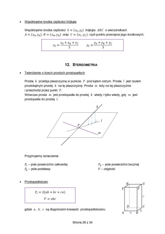 wzory matematyczne matura 2026