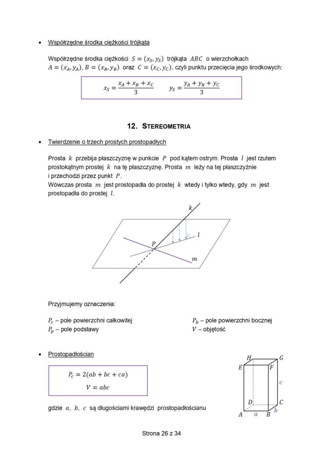 wzory matematyczne matura 2026