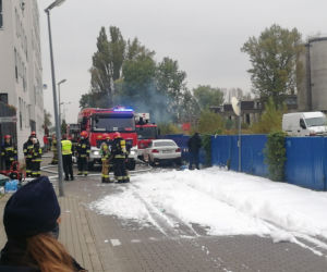 Pożar aut w garażu podziemnym przy ul.Górczewskiej w Warszawie