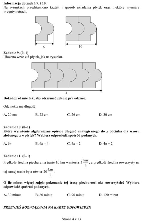 EGZAMIN GIMNAZJALNY 2014 MATEMATYKA ARKUSZE ODPOWIEDZI - OFICJALNE Z CKE