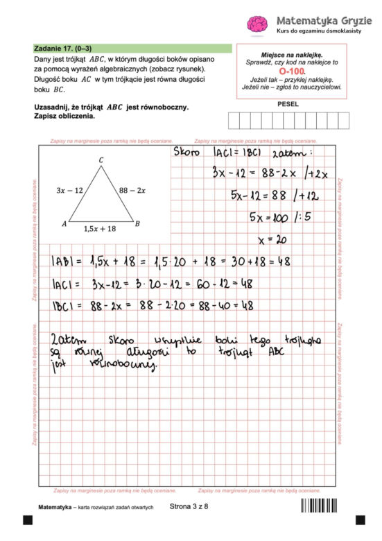 Odpowiedzi próbnego egzaminu ósmoklasisty 2024 z matematyki