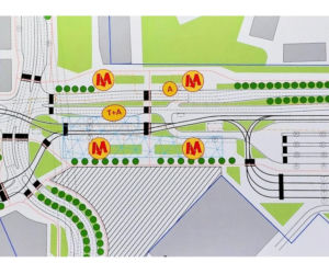 Planowany układ wyjść ze stacji metra M3 Rondo Wiatraczna i zmiany na powierzchni