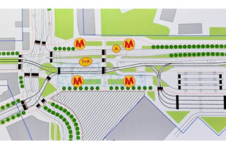 Planowany układ wyjść ze stacji metra M3 Rondo Wiatraczna i zmiany na powierzchni