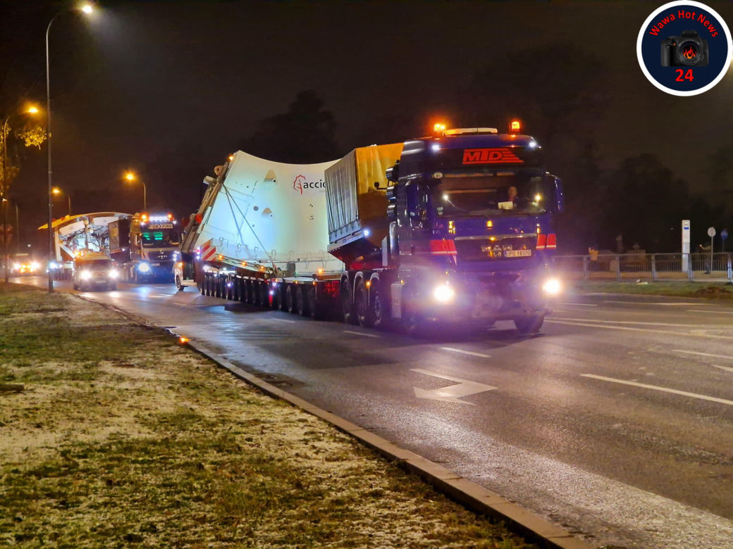 Kolejny wielki konwój zablokuje Warszawę. Transport napędu do tarczy TBM