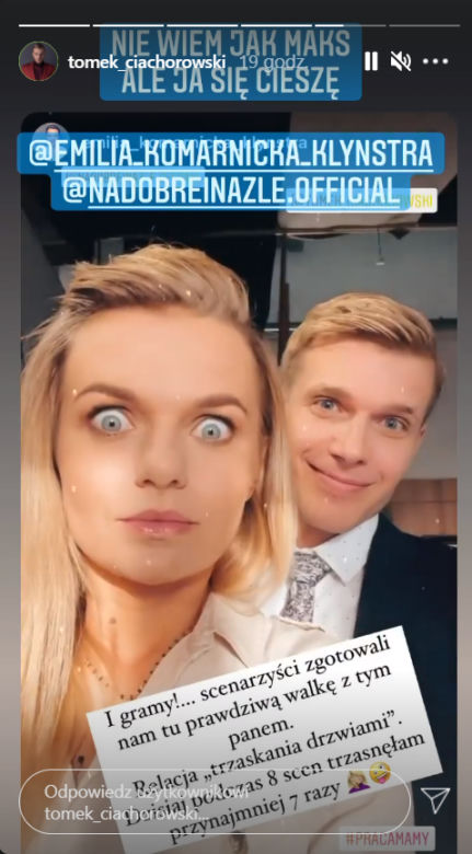 Na dobre i na złe. Agata (Emilia Komarnicka-Klynstra), Maks Beger (Tomasz Ciachorowski)