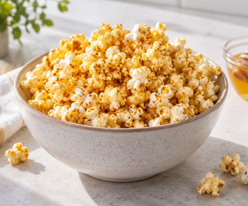 Popcorn miodowo-musztardowy. Słodki, słony i lekko pikantny – znika szybciej niż chipsy