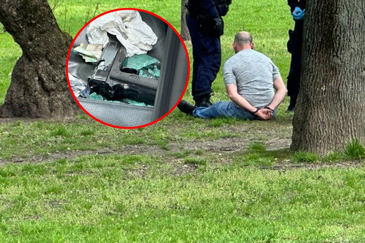 Poranna awantura na Mokotowie. W aucie znaleziono broń i nóż. Zatrzymano dwie osoby