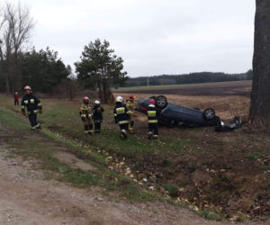 Mońki: Wypadek na DK 65. Citroen uderzył w drzewo. 7-letnia dziewczynka w szpitalu 
