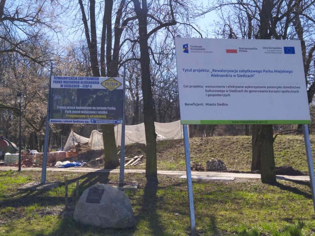 Park Aleksandria w Siedlcach w czasie remontu i prac rewitalizacyjnych - 29.03.2023