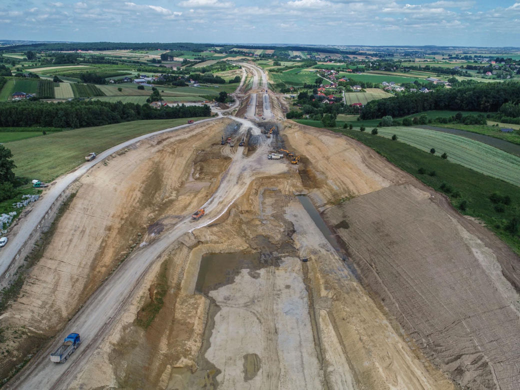 Zdjęcia z placu budowy S7 Kraków - Widoma, czerwiec 2024