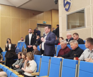 Protest rolników na spotkaniu z ministrem rolnictwa na Uniwersytecie w Siedlcach