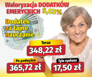 Waloryzacja dodatków do emerytur 5,03