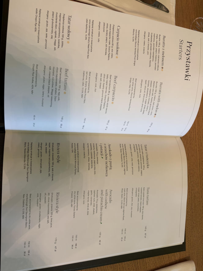 Ceny w restauracji w Hotelu Gołębiewski Pobierowo
