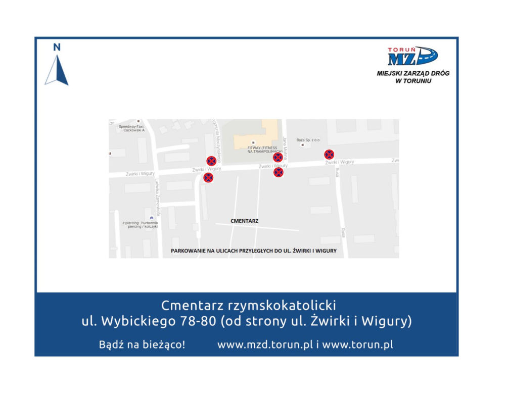 Zmiana organizacji ruchu przy cmentarzach w Toruniu. Mapy obowiązują w okresie Wszystkich Świętych