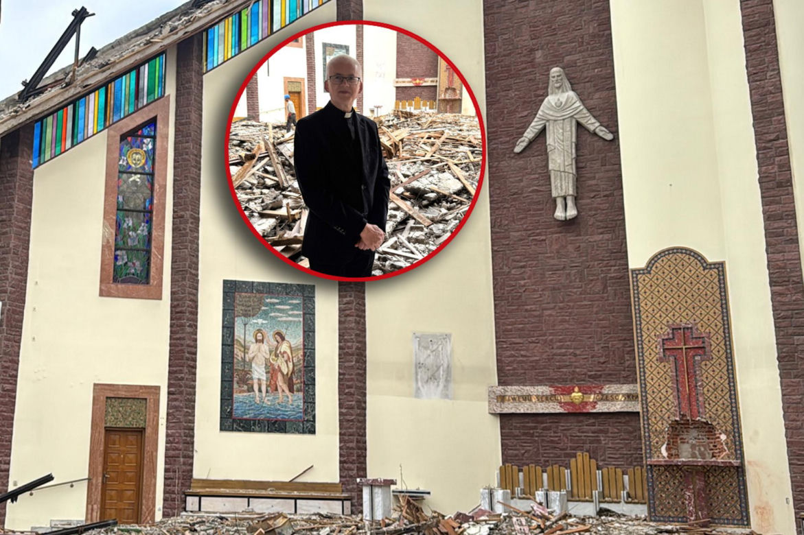 Potężny pożar strawił kościół. Pokruszony beton w miejscu ołtarza, dziura w ścianie w miejscu tabernakulum