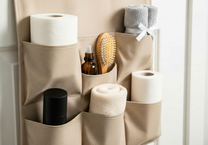 Sprytny sposób na przechowywanie rzeczy w małej łazience