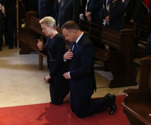 Prezydent Andrzej Duda z żoną na pogrzebie Ireny Szewińskiej