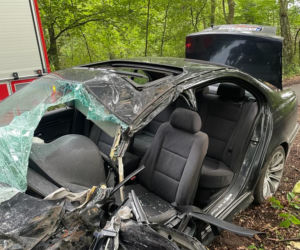 Dąbrowica: Bmw uderzyło w drzewo. 18-latek zakleszczony w pojeździe