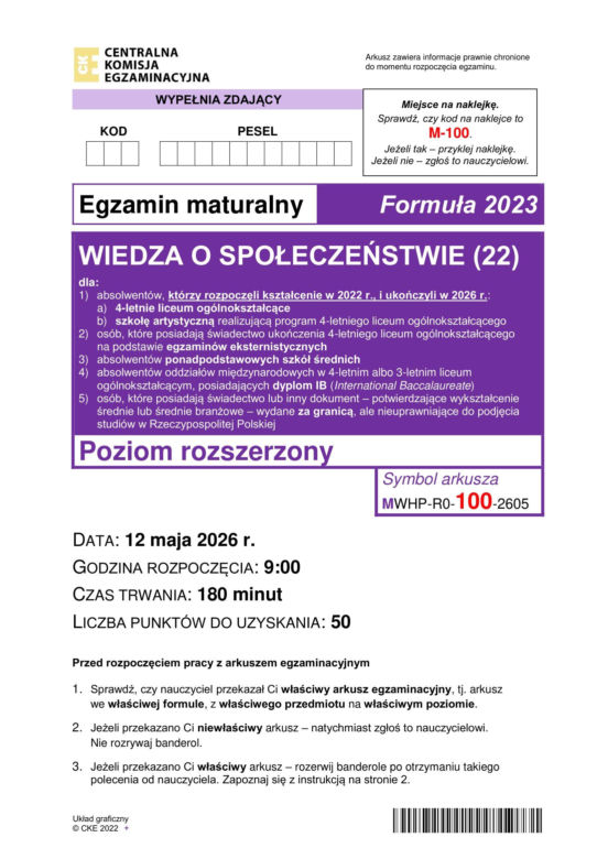 Matura 2026 WOS rozszerzony: Arkusze CKE i odpowiedzi - sprawdź, czy zdałeś! 12.05.2026