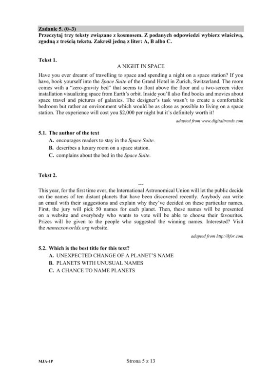 ARKUSZE CKE. Matura 2020 - j. angielski podstawowy, 5