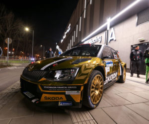 Złota Skoda Fabia R5 zespołu rajdowego Miko Marczyk Motorsport