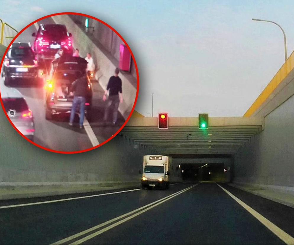 Chwile grozy w tunelu w Świnoujściu. Kierowca nagle zatrzymał BMW i położył się na poboczu