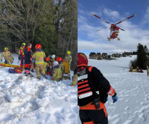 Mężczyzna huknął w drzewo i wpadł do potoku. Został poważnie ranny
