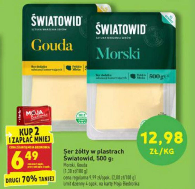 ser żółty w plastrach 12,98 zł/kg