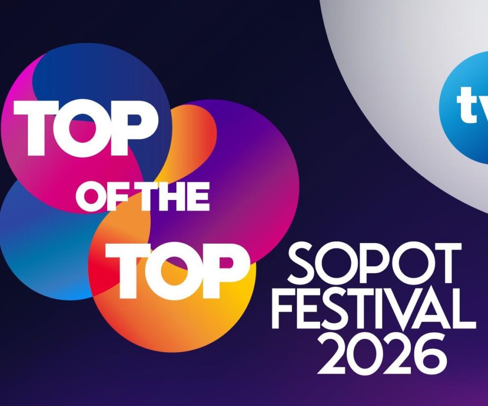 Kolorowe logo Top of the Top Sopot Festival 2026 i logo stacji TVN. O programie wydarzenia przeczytasz na Eska.