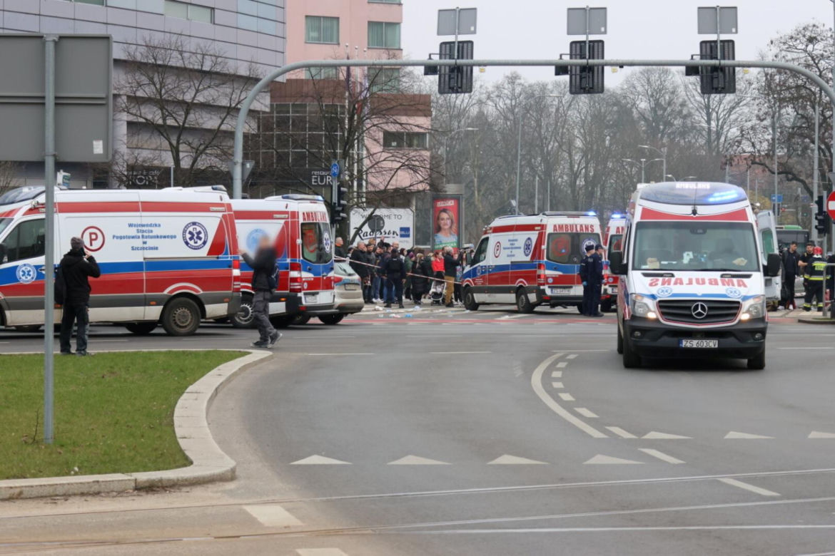 Wypadek na placu Rodła w Szczecinie
