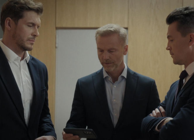 M jak miłość, odcinek 1913. Marcin (Mikołaj Roznerski), Jakub Karski (Krzysztof Kwiatkowski), Andrzej Budzyński (Krystian Wieczorek)