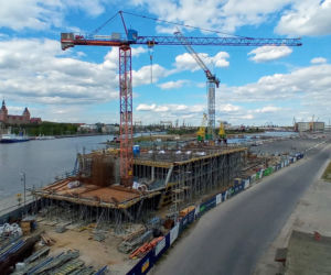 Budowa Morskiego Centrum Nauki w Szczecinie - kwiecień 2020