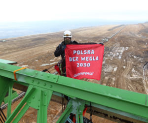 Protest Greenpeace na terenie kopalni Turów