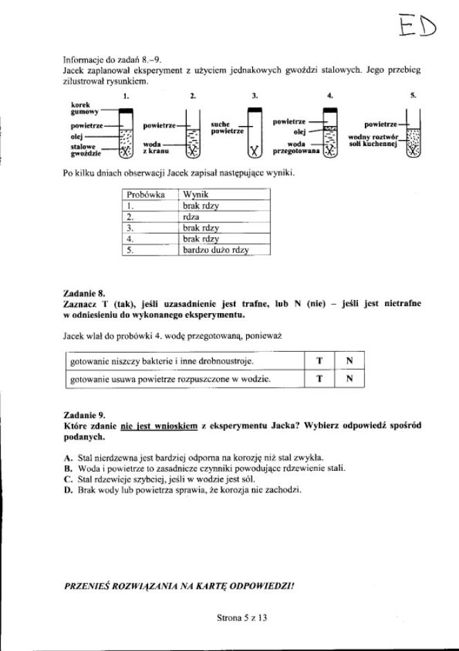 Egzamin gimnazjalny 2012 - CZĘŚĆ PRZYRODNICZA: GEOGRAFIA, FIZYKA, CHEMIA, BIOLOGIA 25.04.2012 - ROZWIĄZANIA, ODPOWIEDZI, ARKUSZE. Test gimnazjalny 2012