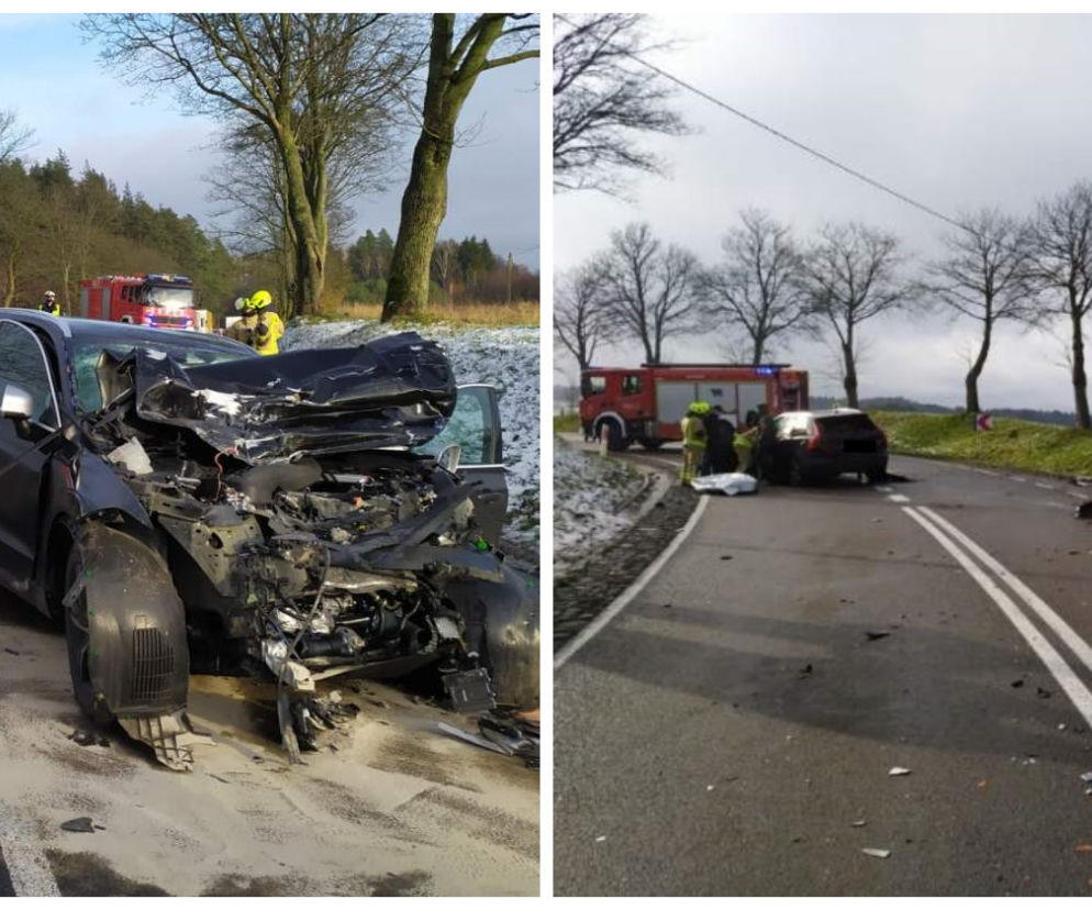 Szczybały Giżyckie. Tragiczny wypadek na DK 59. Osobówka wjechała pod ciężarówkę [FOTO]