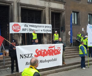 Protest hutników w Krakowie