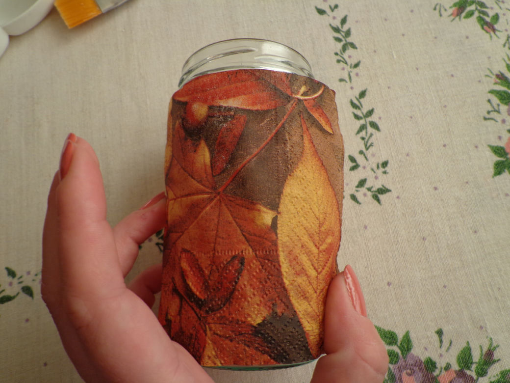 Jesienny lampion decoupage