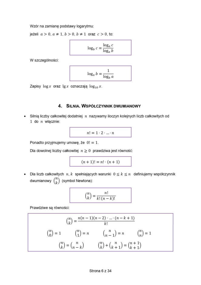 wzory matematyczne matura 2026