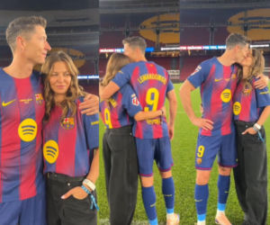 Camp Nou pożegnało Roberta Lewandowskiego. Na murawie rodzina, na trybunach polskie gwiazdy. Ania nie kryła łez