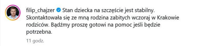 Filip Chajzer apeluje do swoich fanów. Poszło o tragedię, która wydarzyła się w Krakowie