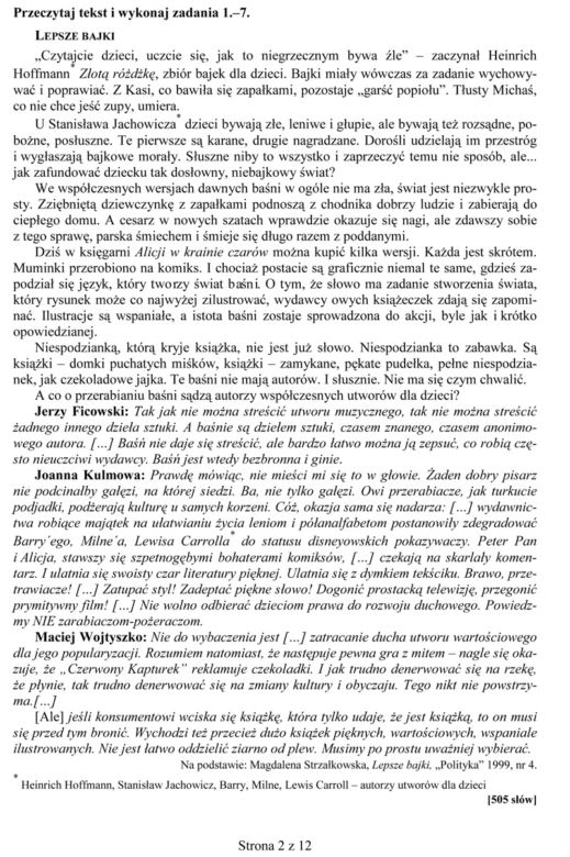 Próbny egzamin gimnazjalny - Język polski
