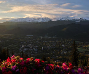 Widok na Tatry po opadach śniegu