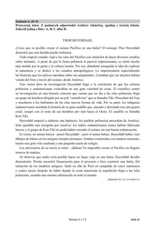 Matura 2020 ARKUSZ CKE: j. hiszpański - p. podstawowy