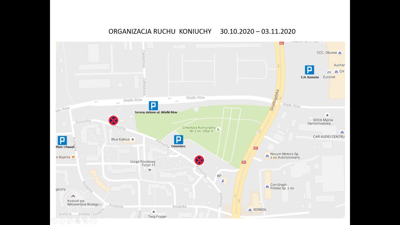 Wszystkich Świętych 2020. Organizacja ruchu w pobliżu cmentarzy w Toruniu