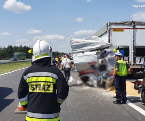 Śląskie: Tragiczny wypadek na autostradzie A4. Bus zderzył się z ciężarówką, nie żyje jedna osoba