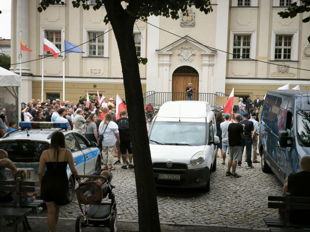 Manifestacja pod hasłem "Sto nielegalnej imigracji" w Lesznie