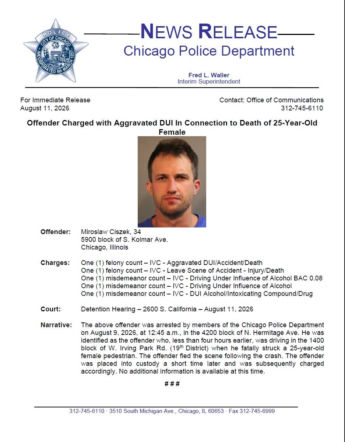Miroslaw Ciszek zatrzymany za DUI w Chicago
