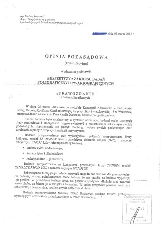 Durczok na wykrywaczu kłamstw